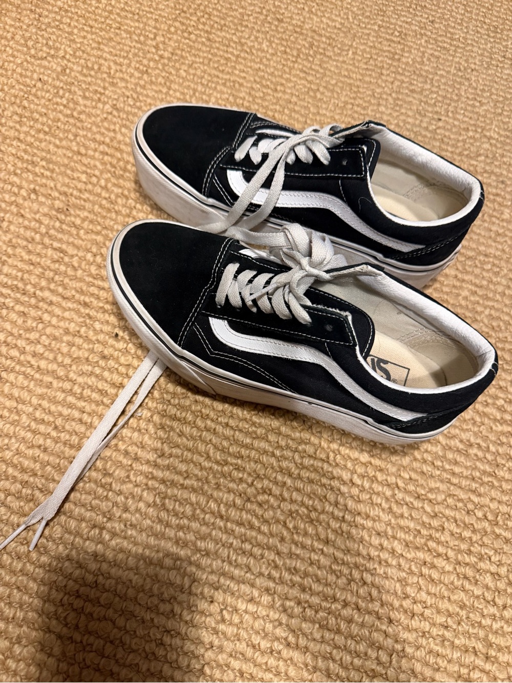 Vans Black and White Platform Old Skool Sneakers
